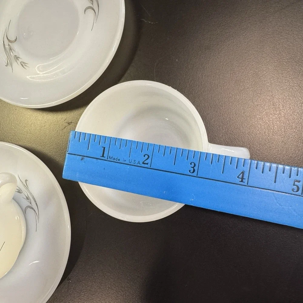Anchor Hocking Silver Wheat Harvest Pattern Suburbia Cup & Saucer Set of 4 Retro